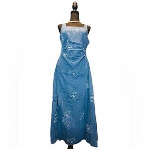 Floral Denim Maxi Dress